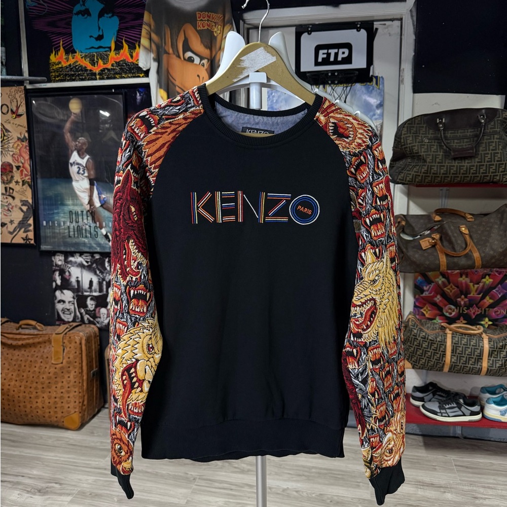 Kenzo Paris Crewneck Animal Knitted Sweater Size Medium